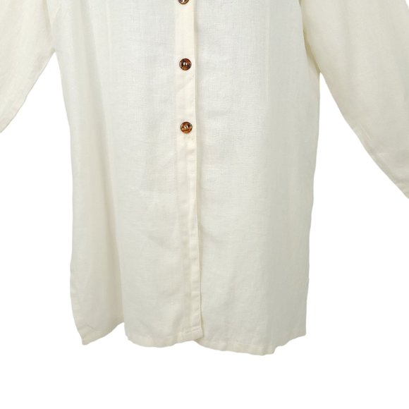 Kiko Comfortable Clothing Linen Button Front Shirt Womens Size M/L Side Vent - Picture 5 of 12